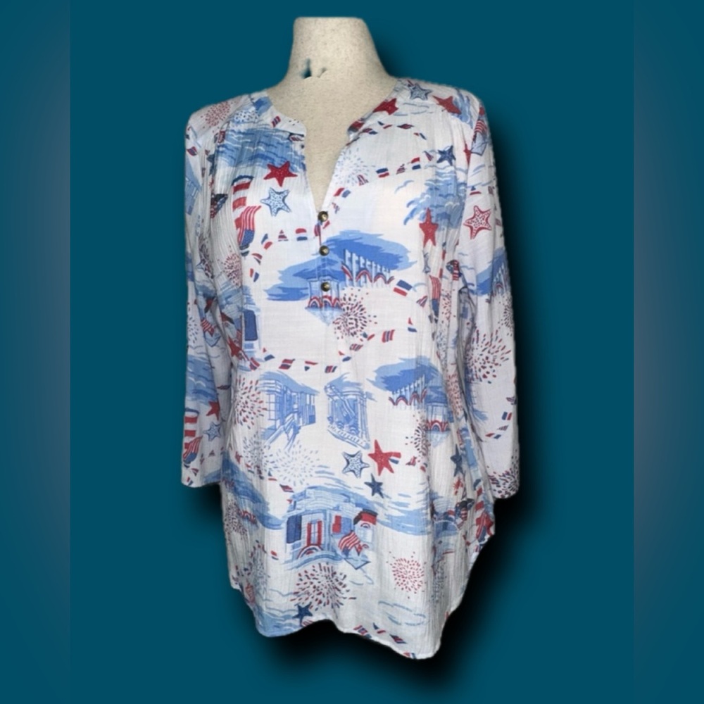 Patriotic Print Women's Tunic Top
